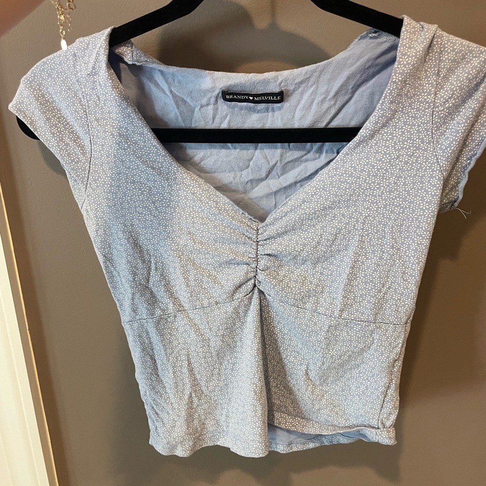 Brandy Melville Light Blue Ruched Blouse